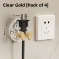 Premium transparent gold adhesive plug hook and power cord organizer, pack of 4 - Set of 4 / Transparent Gold