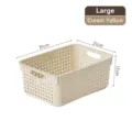 Large creamy yellow plastic storage basket with side handles, 31x21x12cm size - L / Creamy Yellow