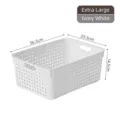 Extra large ivory white plastic storage basket with handles and ventilated holes - Extra Large / Ivory