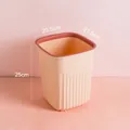Peach pink square trash can with ribbed texture and reddish rim, size 21.5x20.5x25cm. - S / Pink