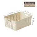 Extra large cream yellow plastic storage basket with handles for home organization - Extra Large / Creamy Yellow