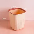 Square striped plastic trash can in cream and pink with dimensions 20.5x21.5x28cm - M / Pink