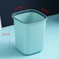 Modern light blue square striped trash can with dark grey rim and 30.5cm height dimension - L / Blue