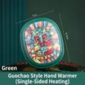 Portable rechargeable electric hand warmer with dragon illustration in green color - Guochao Dragon Style (C3442) / Single-sided Heating / Green