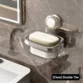 Double-layer transparent suction cup soap dish for wall-mounted bathroom storage - Double Layer / Clear