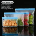 Set of reusable blue EVA food storage bags in various sizes for kitchen and fridge - S / Blue