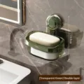 Modern transparent green double-layer wall-mounted suction cup soap dish for bathroom - Double Layer / Translucent Green