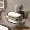 Double-layer suction cup soap dish in transparent gray, wall-mounted drainage rack - Double Layer / Transparent Gray