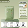 Vacuum storage bag size chart showing various dimensions for quilts and winter jackets - 50*70cm / Happy Bear Style Medium