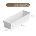 Large telescopic white storage box organizer for kitchen cabinets and drawers - 47x16x12cm / Elegant White Large