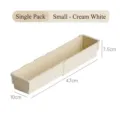 Small creamy white retractable drawer organizer tray, 47x10x7.5cm storage box. - 47x10x7.5cm / Creamy White Small