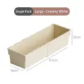 Large creamy white retractable drawer storage organizer box, single pack, 47x16x12cm - 47x16x12cm / Cream White Large