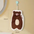 Cute brown bear shaped absorbent hanging hand towel for bathroom and kitchen use - Brown Bear / 15x23cm