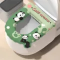 Premium waterproof green toilet seat cushion cover with cute cartoon panda pattern - 1 Piece / Green Panda