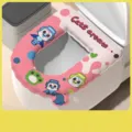 Pink waterproof cartoon toilet seat cover with cute bird characters and cat patterns - 1 Piece / Pink Bird