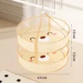 Cream 2-tier hanging clothes drying net with cartoon bear design, 61cm diameter mesh basket - Double Layer Round (Large) / Diameter 61CM / Yellow