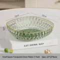 Corbeille à fruits de luxe en plastique vert transparent à texture diamantée élégante - Petit Carré Transparent Vert / 1 Pièce/Paquet