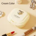 Boîte à bijoux portable ours de dessin animé crème pour bagues et boucles d'oreilles - S / Crème