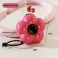 Compact flower-shaped mini jewelry travel organizer in vibrant Kenya Rose Red color - 9x9x4.1cm / Flower Rose Red & Black