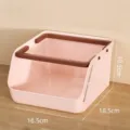 Pink stackable desktop storage basket for cosmetics and stationery, 16.5x18.5x10.5cm - S / Pink