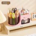 Pink desktop rotating organizer with drawer and stationery holder, 21x13x11cm - Pink
