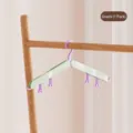 Portable foldable travel clothes hanger with clips for socks and underwear, green - 1 Piece / Green (Purple Clips)