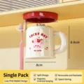 Premium magnetic wall-mounted toothbrush and cup holder set with pink bunny motif - Single Piece / Pudding Pink Rabbit