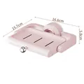 Pink rotatable suction cup soap dish with drainage holes, size 16.6x15.7x5.8cm. - Pink