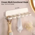 Cream 6-hole multi-functional wall hook for bathroom towel and kitchen tool organization - Beige