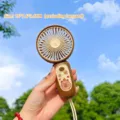 Brown handheld USB mini fan with cute capybara pattern and lanyard - Capybara Pattern (Random) / 1 Piece / Brown