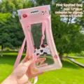 Pochette de téléphone étanche rose motif chiot pour smartphones jusqu'à 6,5 pouces - Chien Dalmatien Rose / Rose