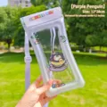 Pochette étanche violette pingouin pour téléphone avec sangle pour natation - Violet