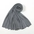 Sciarpa hijab lunga in jersey di cotone mercerizzato grigio con eleganti pieghe drappeggiate - 180-80cm / 43# Grigio Medio