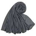 Sciarpa hijab in jersey di cotone mercerizzato grigio scuro, morbida e traspirante - 180-80cm / grigio melange