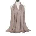 Soft modal plain color headscarf in light brown draped on a white mannequin - 170x60cm / Khaki