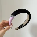 Elegant purple and black padded headband featuring pearl details and original label - Black and Pink Combo Pearl Headband