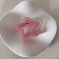 Detalle de una pinza para el pelo con forma de estrella rosa en un plato blanco - Estrella Plateada / Rosa