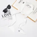 Élégant foulard en soie de mûrier blanc pur ruban étroit pour les cheveux et le cou - Blanc / 200-5cm