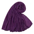 Macro view of a soft deep purple mercerized cotton jersey scarf showing fabric texture - 180-80cm / Deep purple