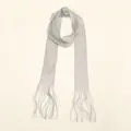 Elegant thin long silver metallic thread scarf with fringe detail for versatile styling - 160-8cm / Silver