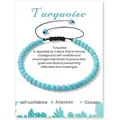 Pulsera de cuentas de turquesa de 4mm hecha a mano para hombres y mujeres con cordón - Turquesa