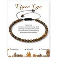 Pulsera de cuentas de ojo de tigre de 4mm hecha a mano en tarjeta de regalo de suerte - Ojo de tigre