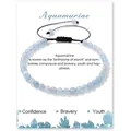 Pulsera de cuentas de piedra natural aguamarina de 4mm hecha a mano en tarjeta de regalo - Aguamarina Sintética