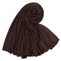 Vista dettagliata del foulard in cotone jersey marrone scuro morbido con texture liscia - 180-80cm / Caffè