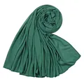 Dettaglio della lunga sciarpa in jersey di cotone verde scuro - 180-80cm / Verde