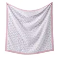 Elegant square hijab with delicate floral print and pink laser-cut border for women - 110*110CM / White (38#)