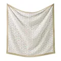 Elegant floral print square scarf with laser-cut zigzag edges for sun protection. - 110*110CM / Beige (37#)