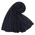 Morbido hijab traspirante in jersey di cotone mercerizzato blu navy per donna stile classico - 180-80cm / Blu Notte