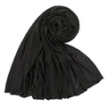 Sciarpa classica in jersey di cotone mercerizzato nero per donna, morbida e traspirante. - 180-80cm / Nero