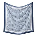 Elegant blue paisley printed square scarf featuring high-quality laser-cut finished edges - 110*110CM / Deep Blue (41#)